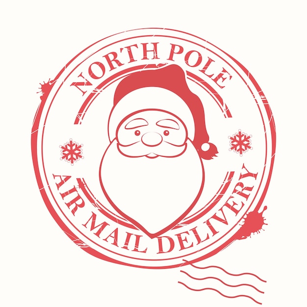 Round imprint with the outline of Santa Claus in a hat a design component