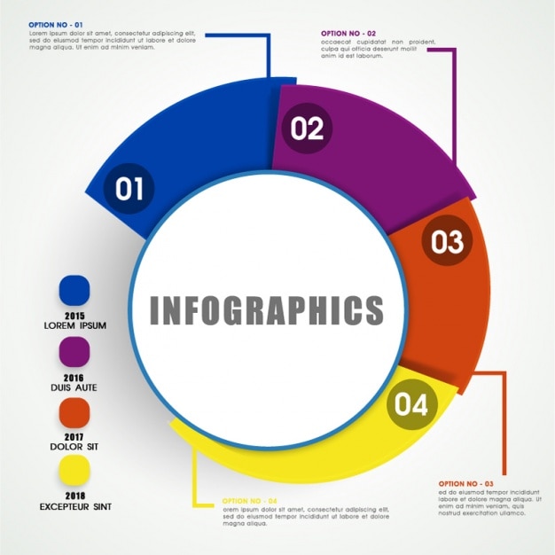 화려한 단계와 라운드 infographic