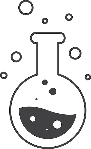 Иллюстрация круглой лабораторной бутылки в минималистичном стиле