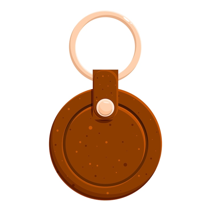 Vector round leather key chain with metal ring for key holding