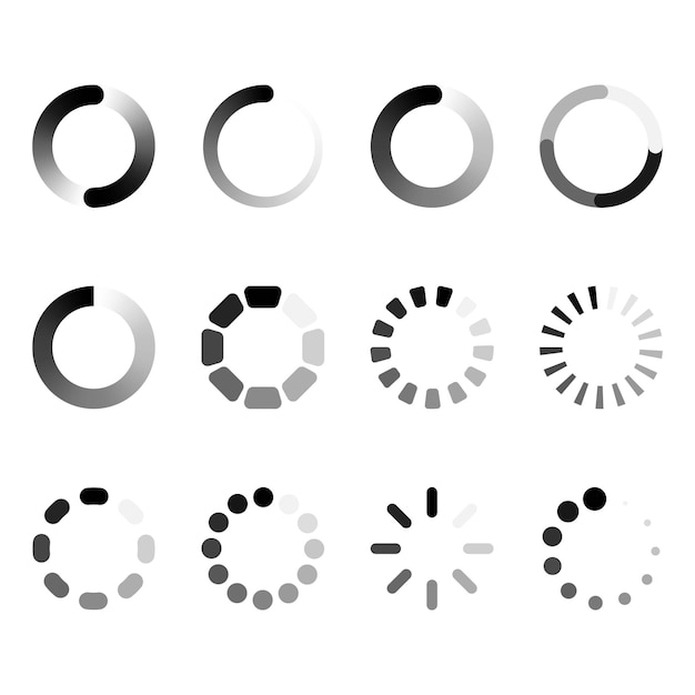 Vector round loading symbols set.