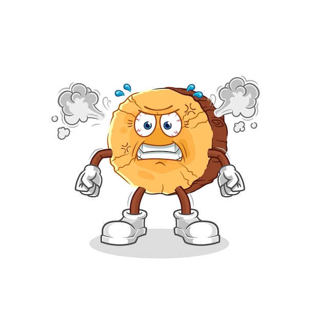 Round log very angry mascot cartoon vector