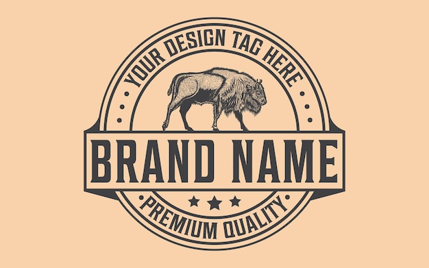 A round logo with a bull and the word brand on it.