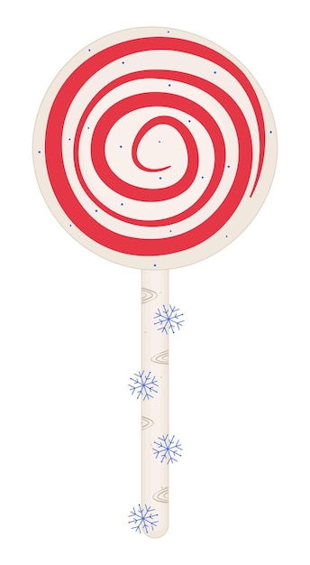 Round lollipop on a stick cute circle candy with a red swirl winter caramel with a spiral