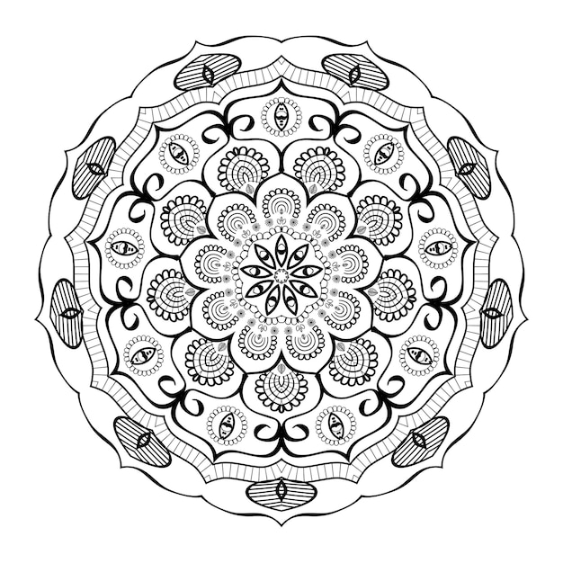 round mandala for coloring pages and for background decoration