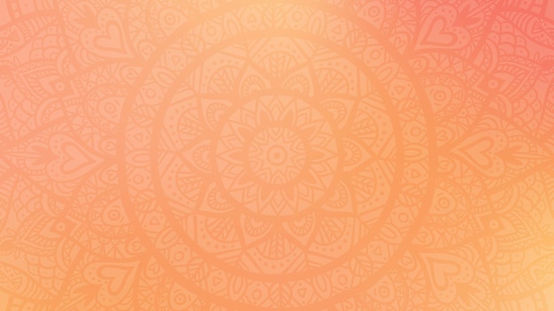 Vector round mandala on dreamy peach fuzz gradient background translucent mesh pattern in the formmandala