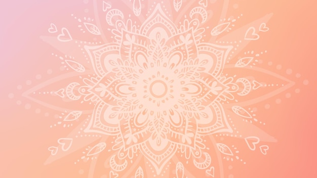 ベクトル 丸いマンダラ 夢のような桃色のフズ グラディエントの背景 半透明のメッシュパターン 形のマンダラ