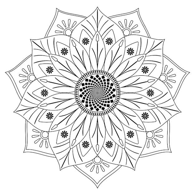 Vector round mandala on a white background