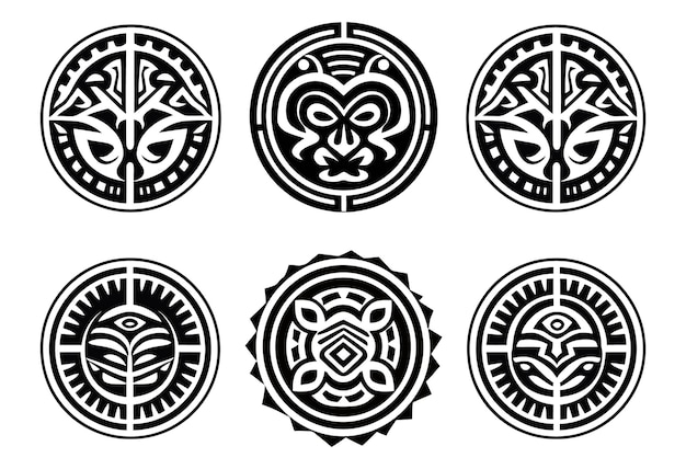 Vector round maori tattoo ornament african maya aztec ethnic tribal style