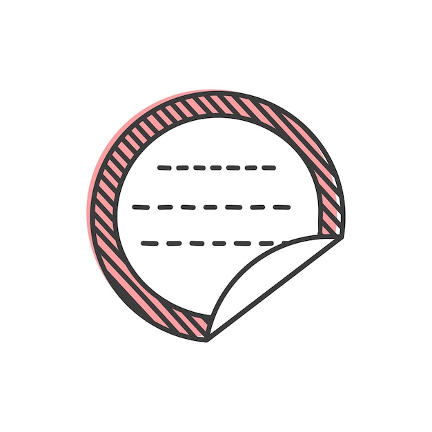 Круглая наклейка для заметок с загнутым углом, изолированный элемент дизайна каракулей.