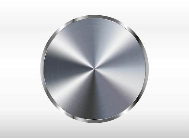 ベクトル 丸い金属ボタンまたはノブ白で隔離現実的な金属の texture3d ベクトル図