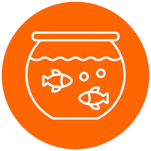 金色の魚とオレンジの背景を持つ丸いオレンジ色の容器