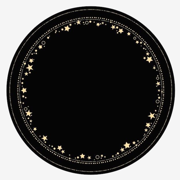 Ornamento rotondo di elementi d'oro e stelle