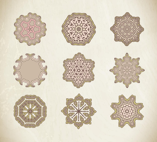 Vector round ornament pattern collection hand drawn circle background