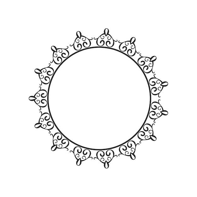 Round ornamental frame, vector illustration.