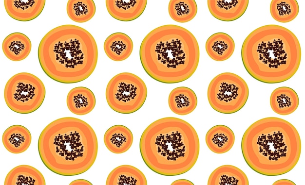 Round papaya slices with seeds