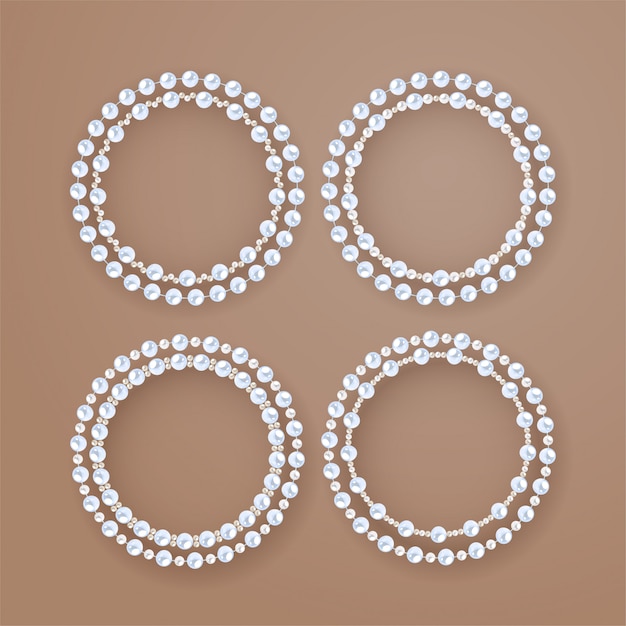 Vector round pearl frames set