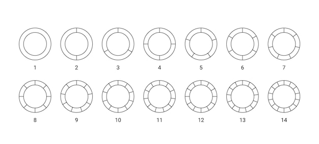 Round pie chart Diagram structure divided into pieces Circular section graph Circle template