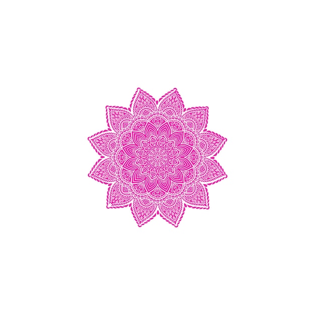 Disegno rotondo del modello di vettore della mandala di colore rosa su un fondo bianco