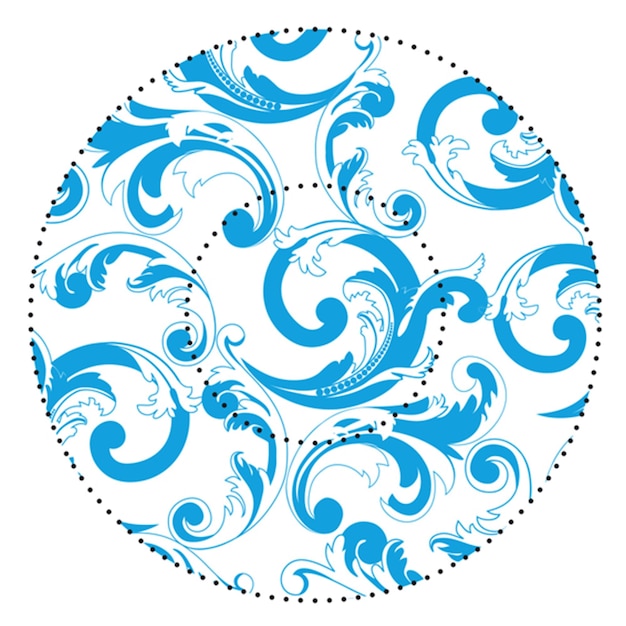 Vector round plate with blue elegant pattern