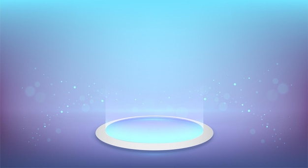 Круглая сцена подиума в футуристическом стиле макет Круглая светящаяся платформа на полу