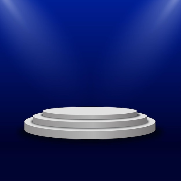 Vector round podium template for product showcase with lights