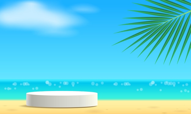 Vector round podium white podium on beach