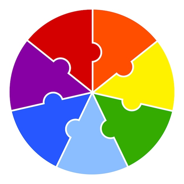 Круглая головоломка из кусочков в цветах радуги Инфографический элемент диаграммы Вектор на белом фоне