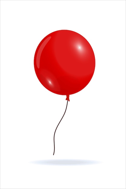 Round red balloon flying in air loose thread