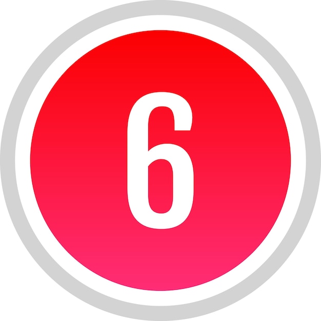 Round Red Gradient Outline Icon Number