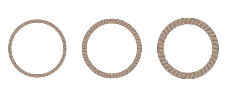 Vector round rope border braided brown cord frame