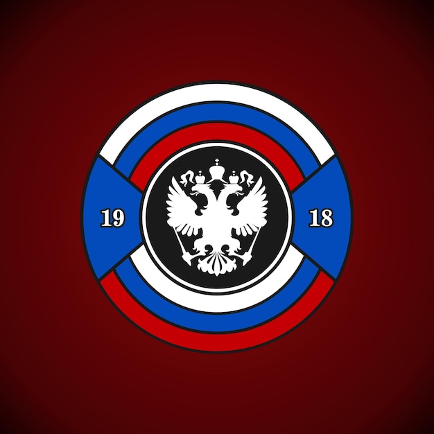 Russia emblem on Russian Federation flag design on Russia