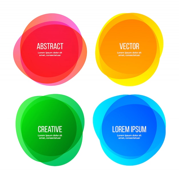 Round shape banners, abstract color graphic design elements.   watercolor brush gradient colors