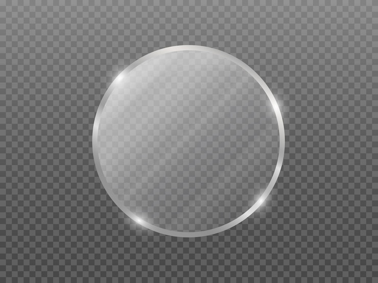 Vector round shape glass frame isolated on transparent background vector illustration
