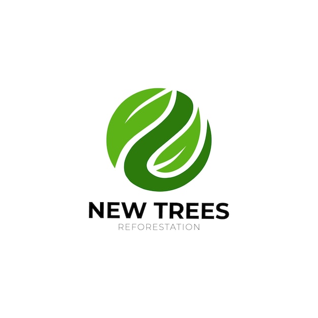 Вектор Логотип листа круглой формы для движения лесовосстановления