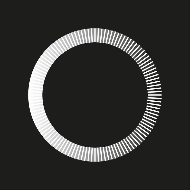 Vector round shape white circle on a black background vector illustration