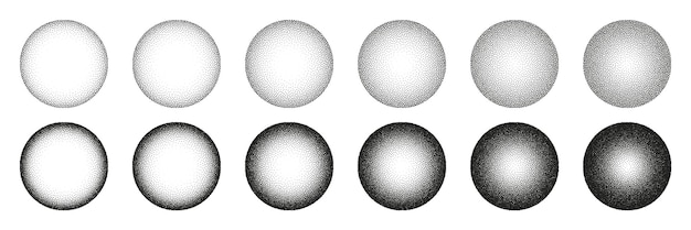 Round shaped dotted objects stipple elements fading gradient stippling dotwork drawing shading using