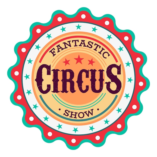 Vettore adesivo dell'evento round show logo vintage del circo