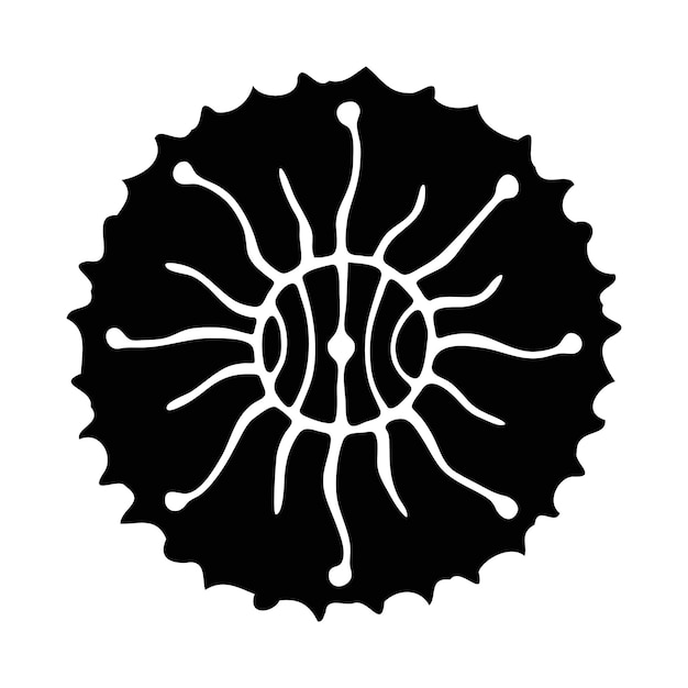 丸いスケッチ、エスニックスタイルの太陽のシンボル、ベクトル図