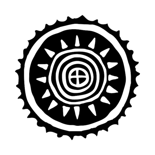 Круглые символы солнца эскиза в этническом стиле