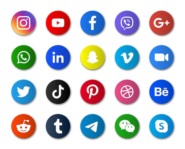 round social media icons or network platforms logos