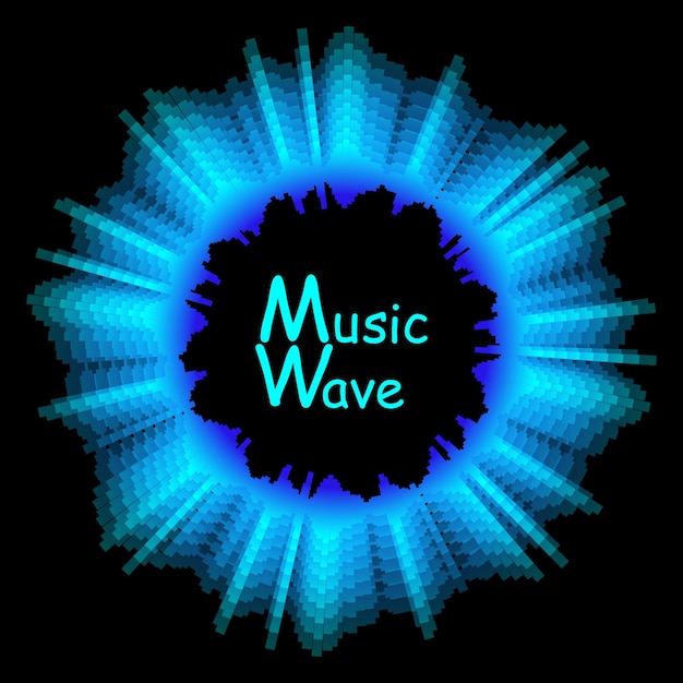 Poster musicale colorato con onda sonora rotonda illustrazione della tecnologia digitale sfondo astratto vettoriale con linee e particelle di onde dinamiche in dissolvenza