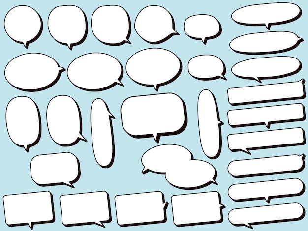 3D 효과를 가진 둥근 음성 버블 세트 검은 그림자를 가진  음성 버플