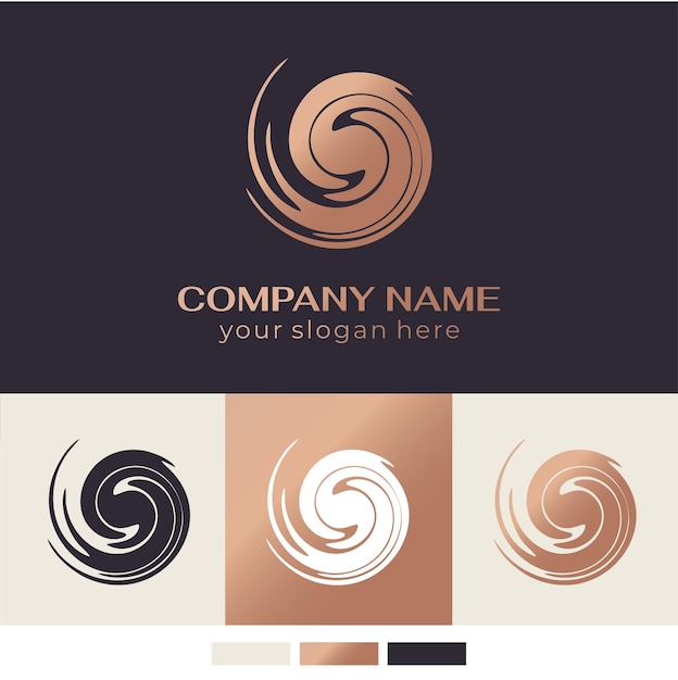 Vector round spiral logo swirling elegant waves of fabric template for creating a unique luxury design logo fashion studio boutique spa center vector