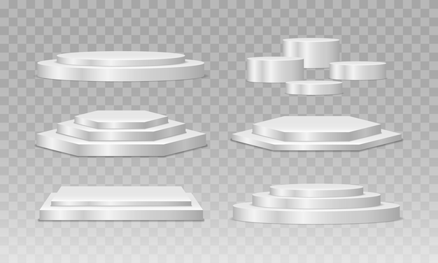 Fase vuota rotonda e quadrata e scale del podio