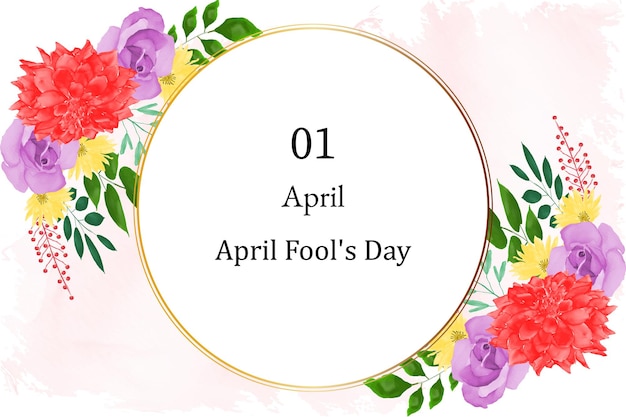 Round style hello april fools day banner and background with watercolor free vector