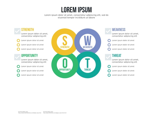 Round swot infographic element and presentation template