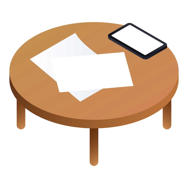 색 바탕에 고립된 웹 디자인을 위한 둥근 테이블 터 아이콘의 이소메트릭