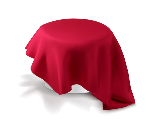 Round table with pink tablecloth