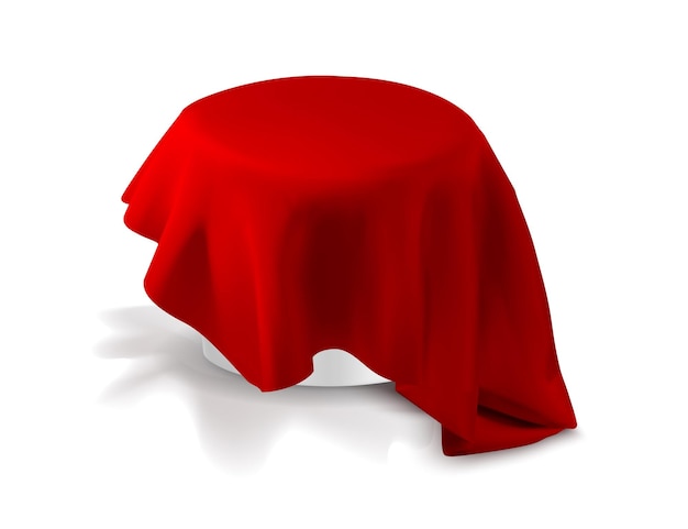 Round table with red tablecloth